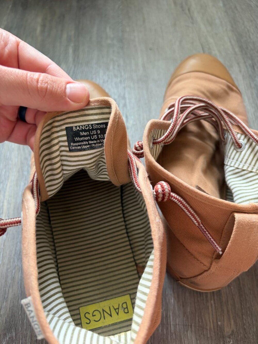 BANGS Canvas High Top Sneakers Terracotta Ginger Unisex Men's 9 / Women's 10.5 - Picture 3 of 5